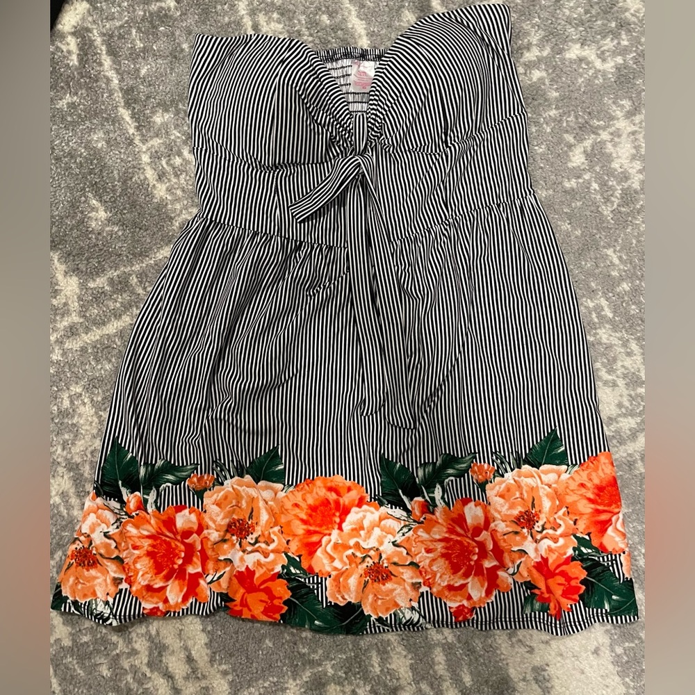 Strapless Floral Striped Top